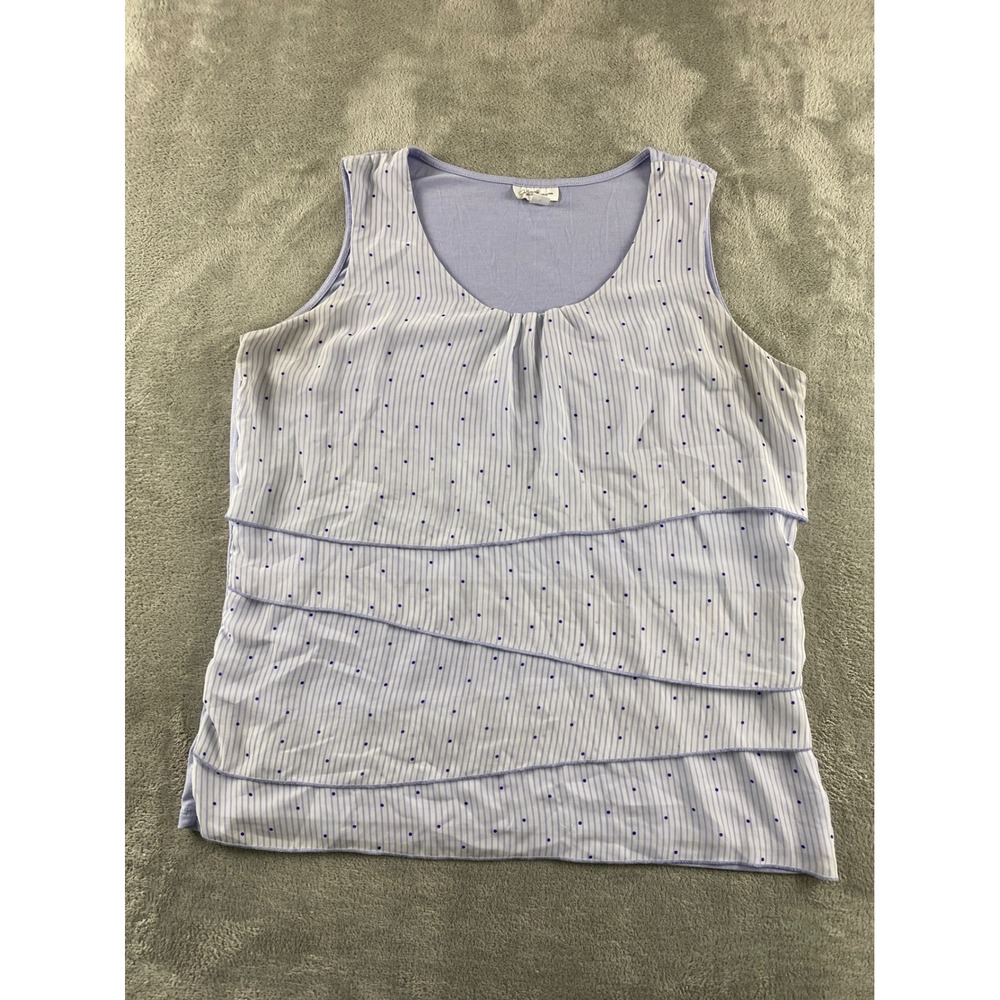 Jaclyn Smith Collection Womens XL Periwinkle Layered Stripe Polka Dot Tank Top